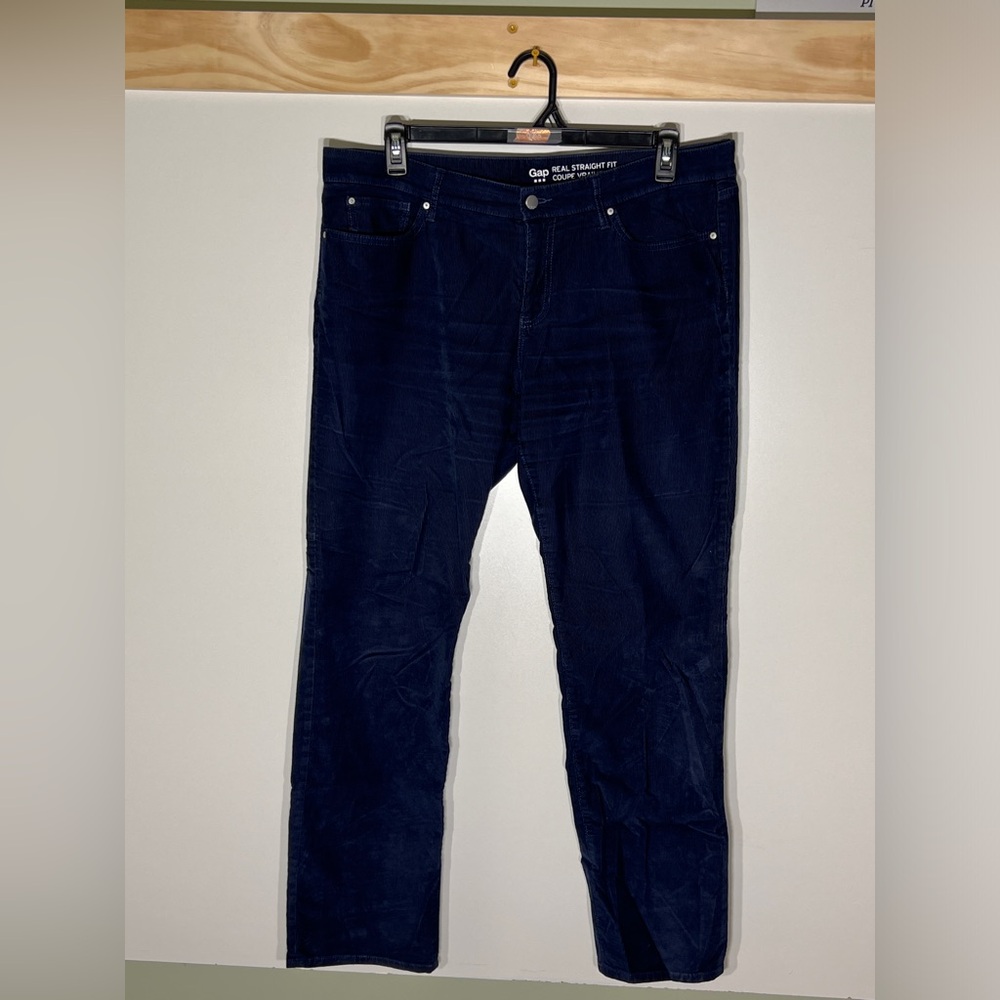 Gap Corduroy Jeans Straight Leg Navy Blue‎ Women Size 14